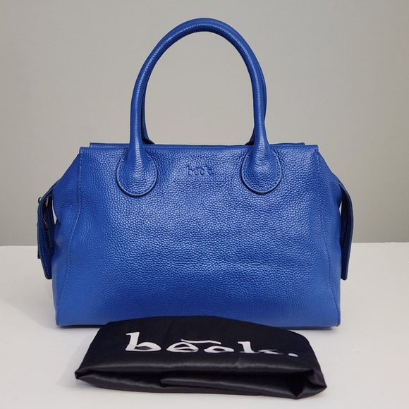 EXCELLENT BECK LEATHER MONTERO SATCHEL HAVANA ROYAL BLUE BAG - Picture 1 of 8